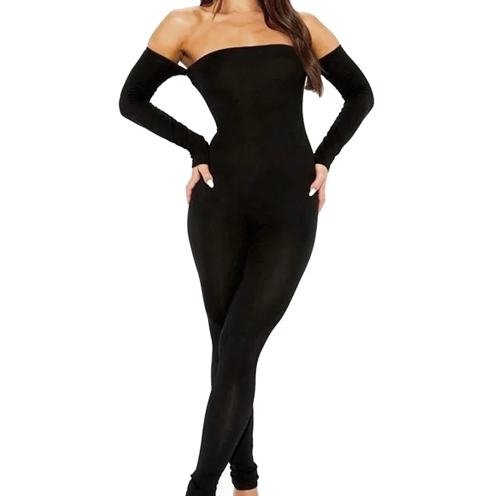Fashion Nova Rayon Onesie Soothe Off On Shoulder Jumpsuit Leggings Sexy Bodycon